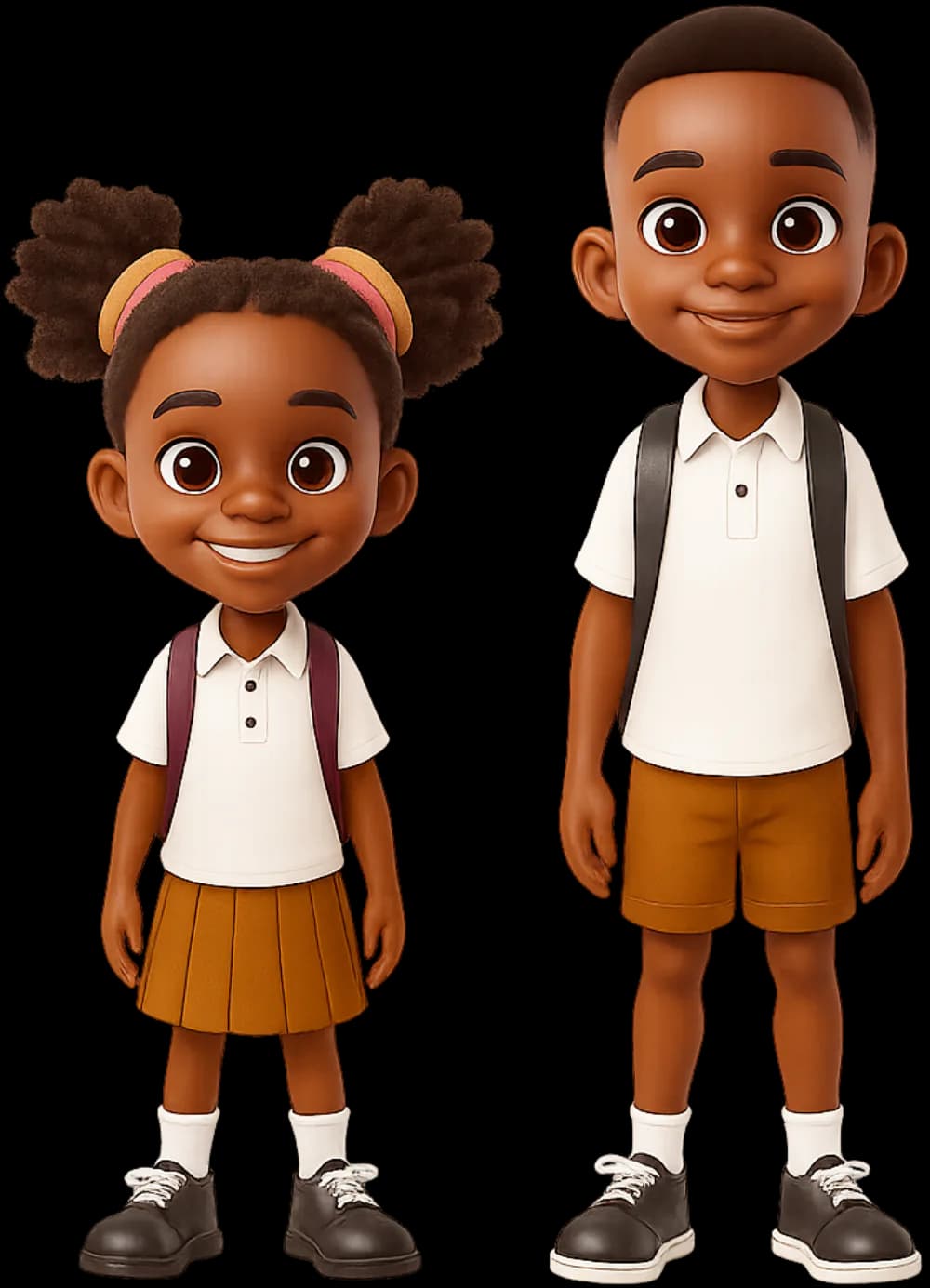 Primary school students smiling in school uniform